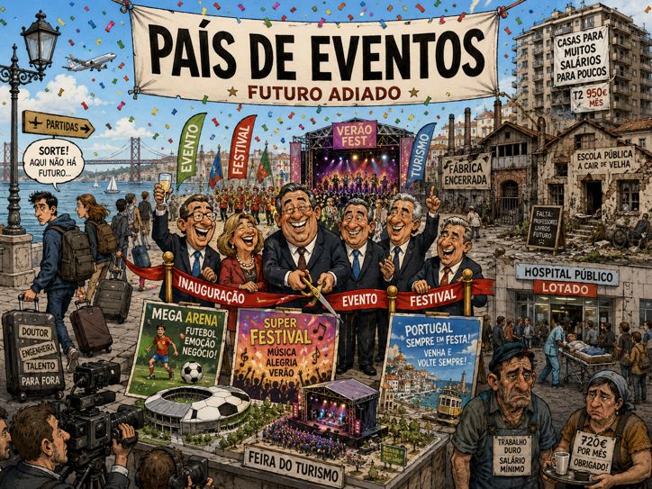 Portugal institucional a confundir futebol, betão, eventos e maquetes com futuro