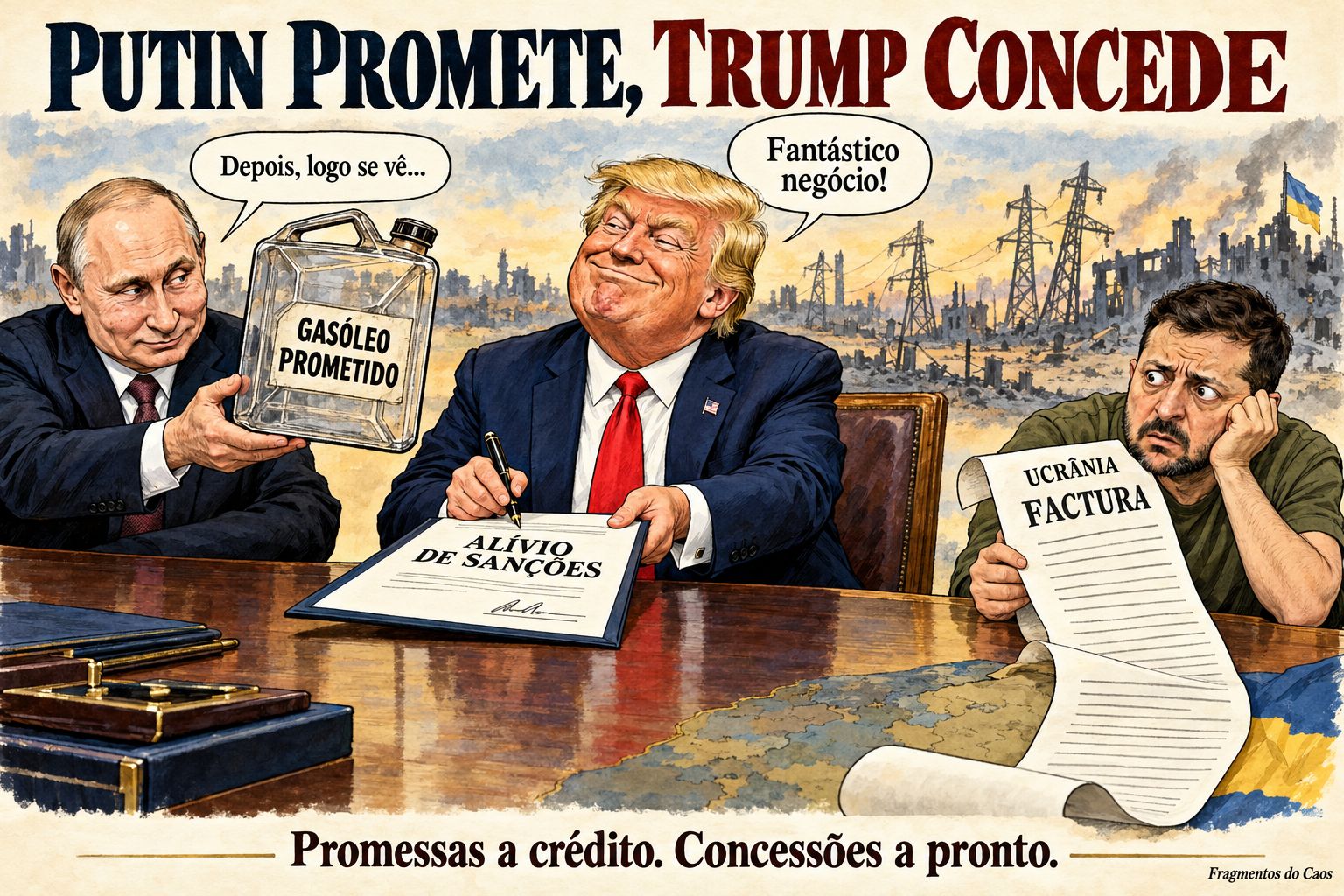 Encontro entre Putin e Trump com sombras a revelar o desequilíbrio de poder
