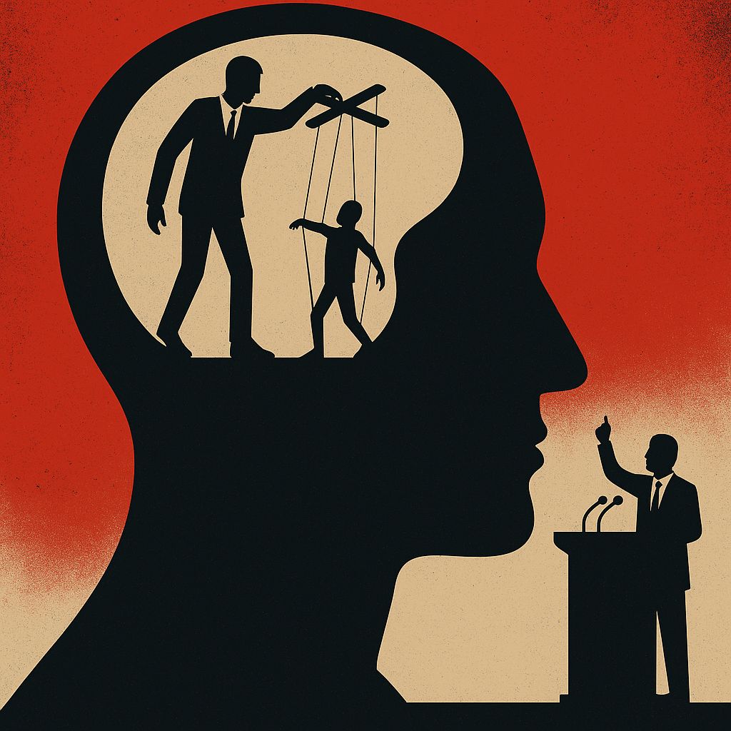 Ilustração digital sobre tirania e manipulação política