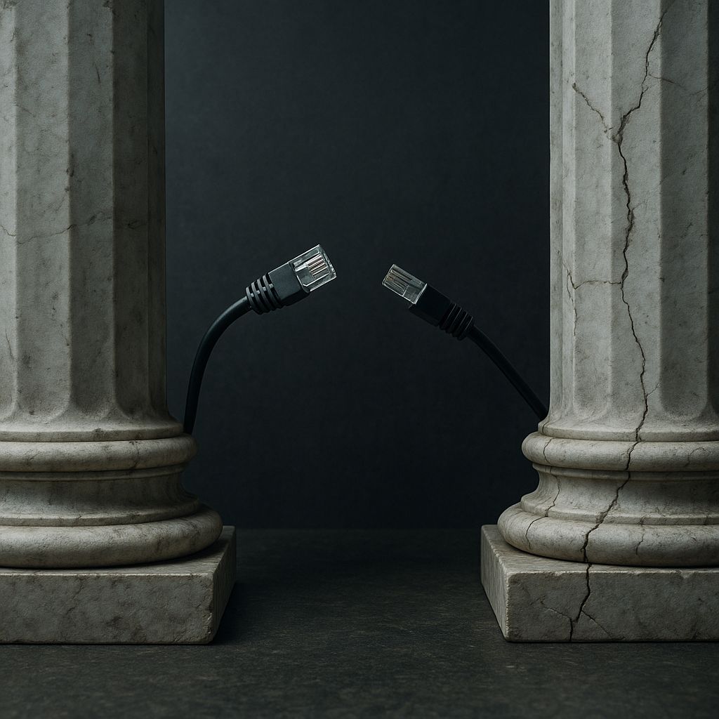 una junção de cabos de rede unplugged